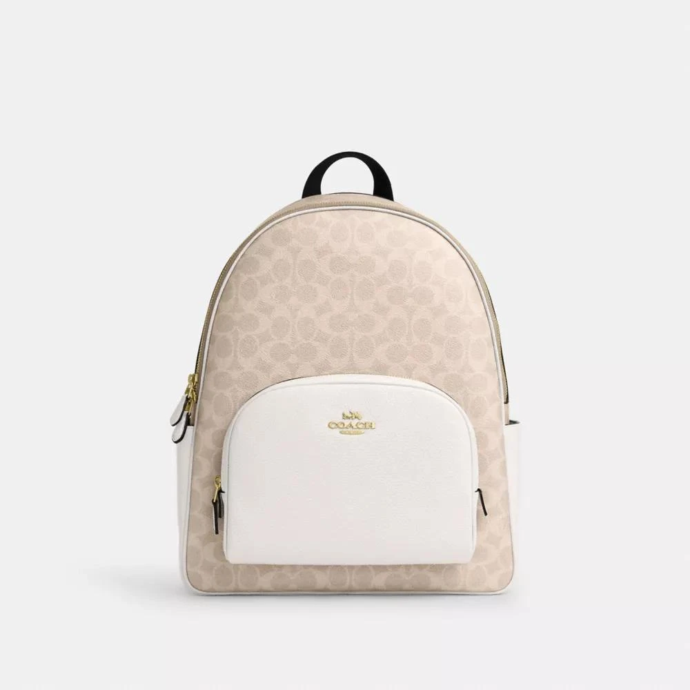 Coach Large Court Backpack In Signature Canvas 1