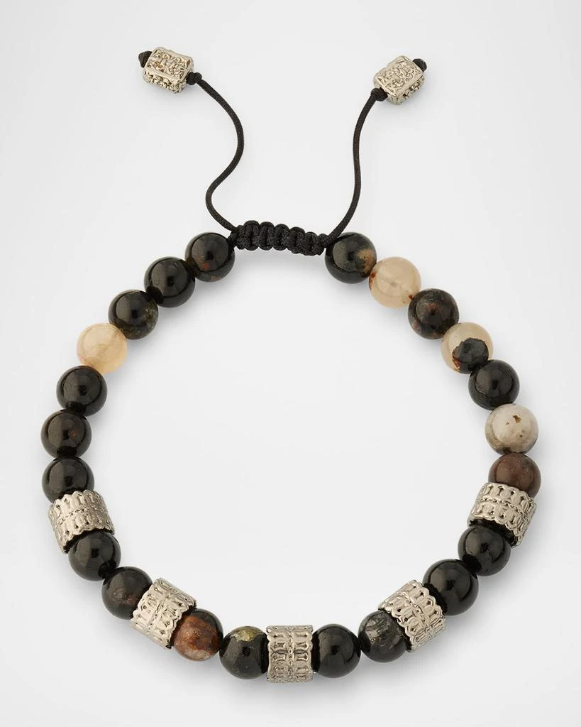 Armenta Men
s Lapis and Tigers Eye Beaded Bracelet with Sterling Silver, 8mm 1