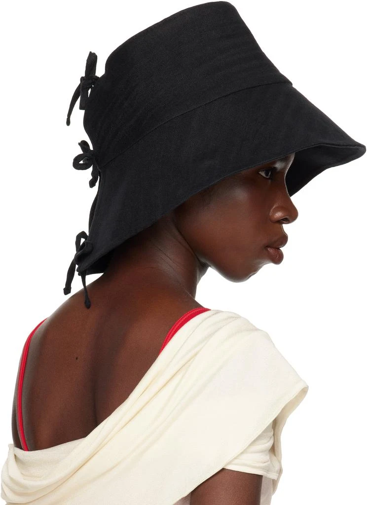 RUSLAN BAGINSKIY Black Embellished Bow Tie Bucket Hat 3