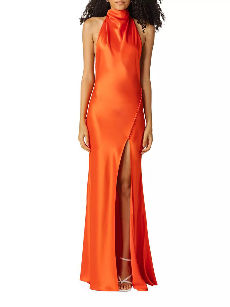 SAU LEE Penelope Satin Halterneck Gown