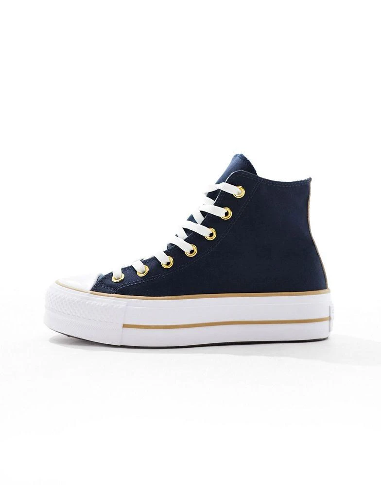 Converse Converse Lift Hi twill trainers in navy with gold details 2