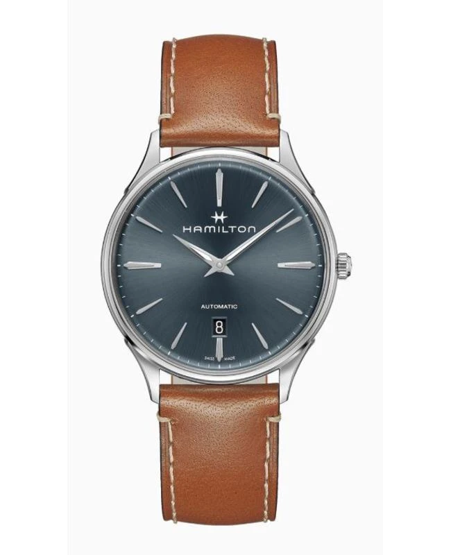 Hamilton Hamilton Jazzmaster Thinline Auto Blue Dial Leather Strap Men's Watch H38525541 1