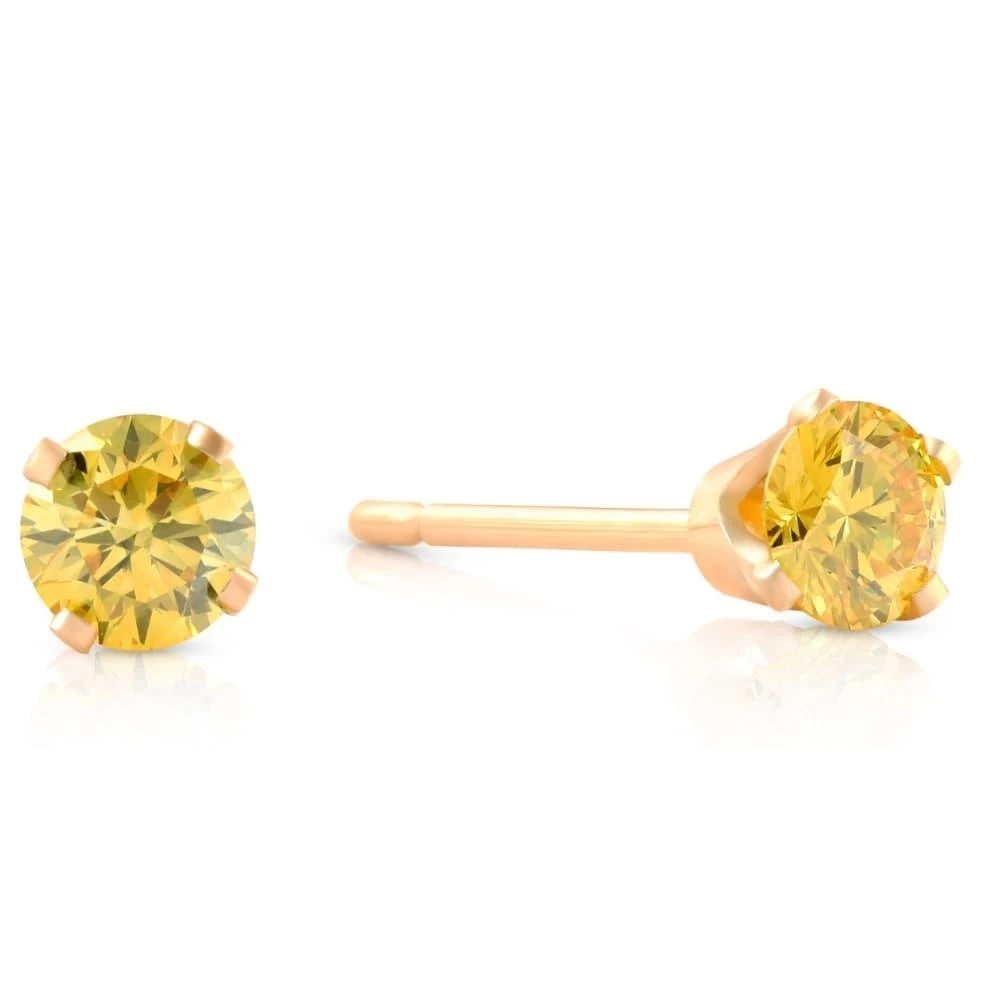 Pompeii3 1/4 Ct T.W. Fancy Canary Yellow Lab Diamond Studs 14K Yellow Gold Lab Grown 2
