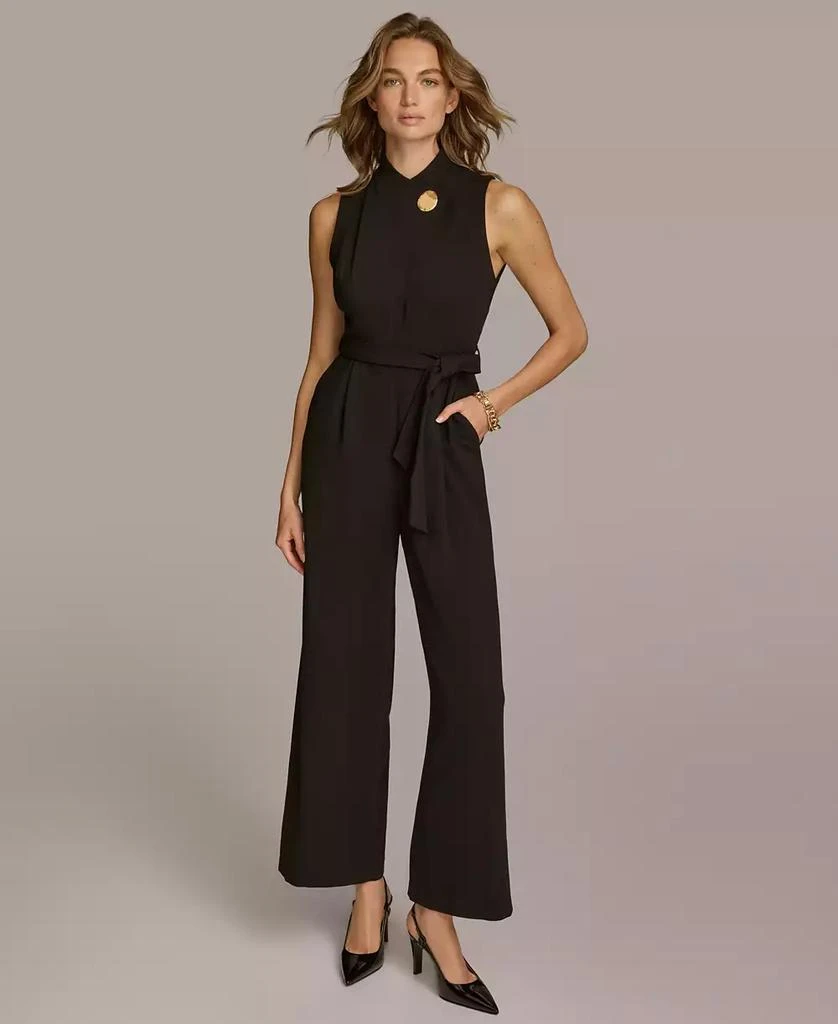 Donna Karan Women's Mock-Neck Belted Jumpsuit 4