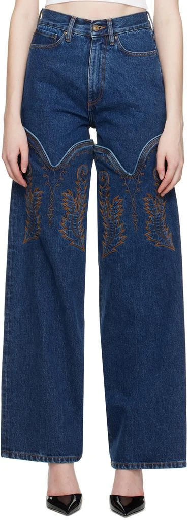 Y/Project Navy Cowboy High Cuff Jeans 1