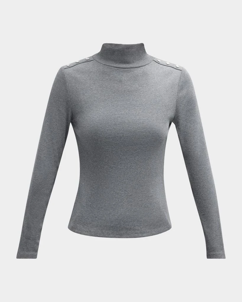 VERONICA BEARD Nate Buttoned Mock-Neck Top 1