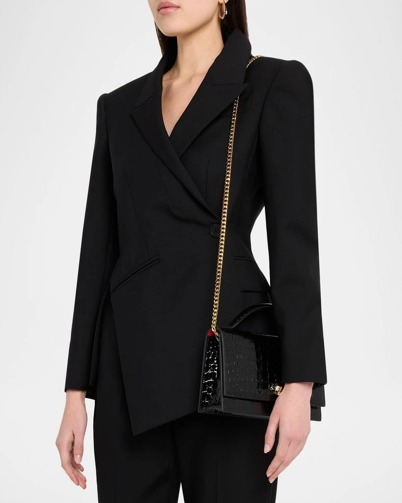 McQueen Skull Croc-Embossed Leather Shoulder Bag 2