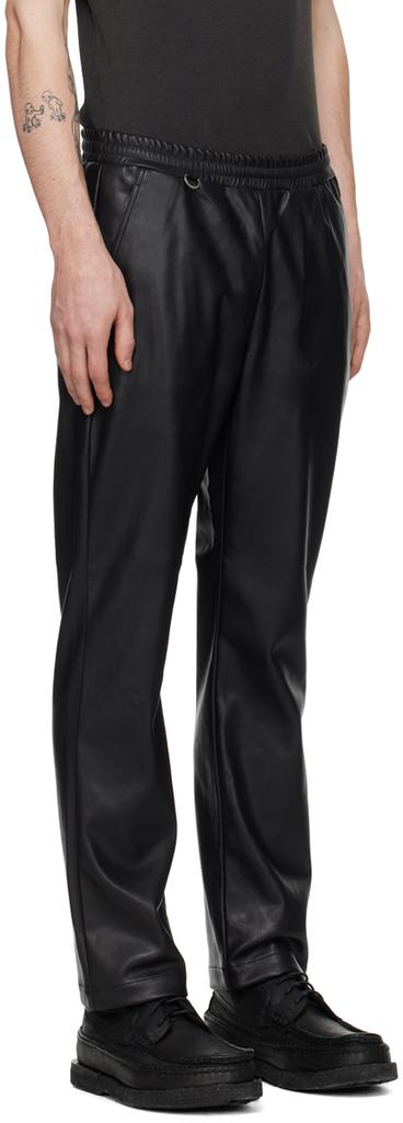 SOPHNET. Black Standard Easy Faux-Leather Trousers