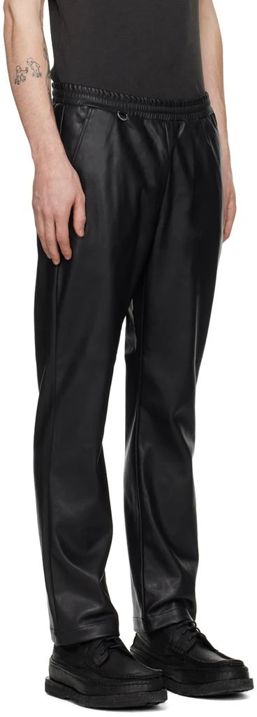 SOPHNET. Black Standard Easy Faux-Leather Trousers 2