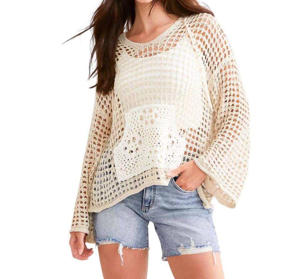 Pol Pol - OPEN STITCH HOODED SWEATER