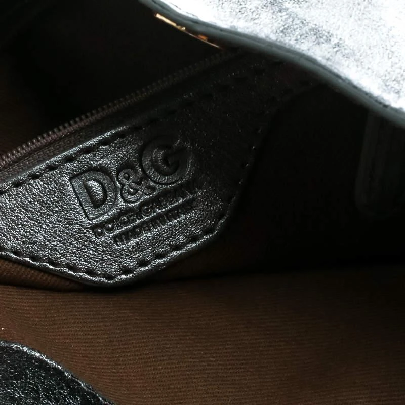 Dolce & Gabbana D&G Metallic Grey Leather Golden Box Messenger Bag 9