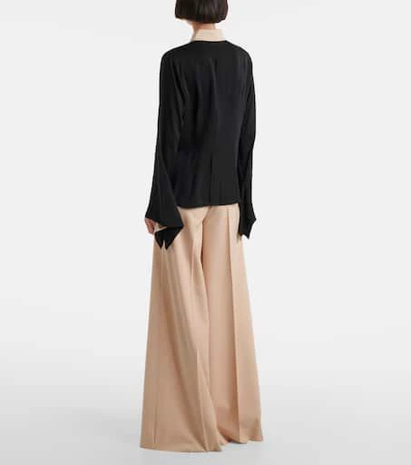 Max Mara Pio high-rise silk charmeuse blouse 3