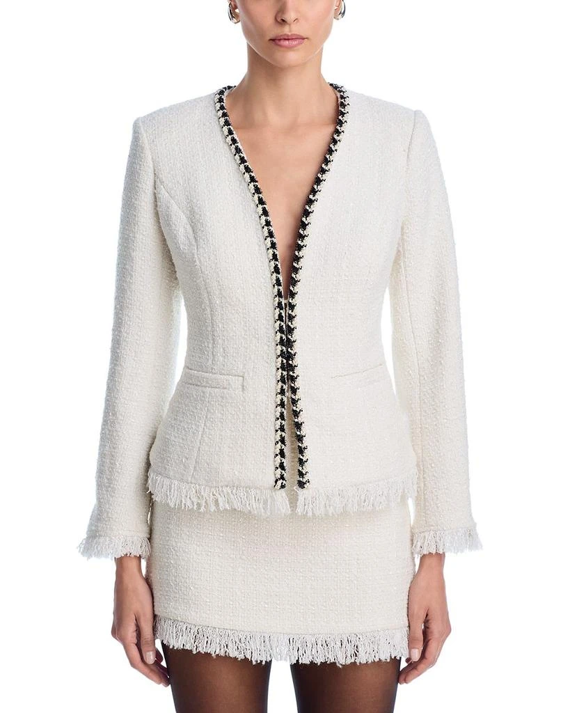 AQUA Tweed Fringe Trim Jacket 7