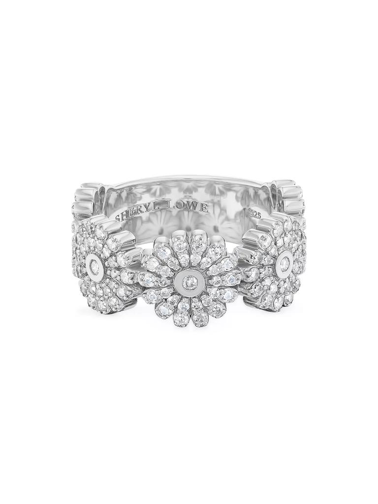 Sheryl Lowe Sterling Silver & 1.15 TCW Diamond Daisy Ring