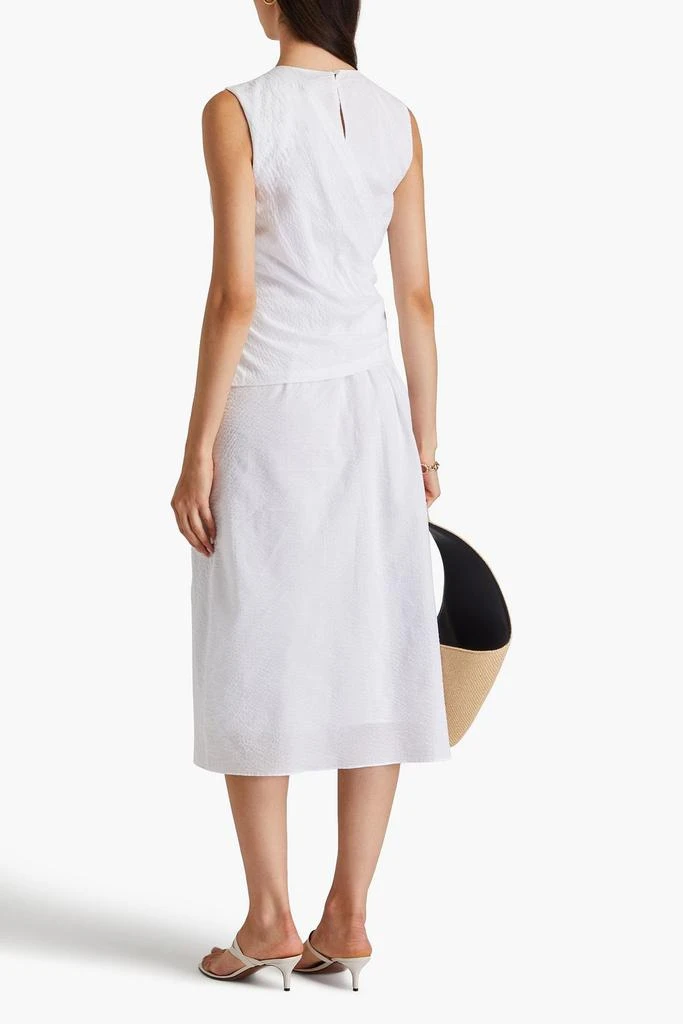 knit white midi dress Valenti Isabella White Sleeveless Pleated Knit Midi Dress