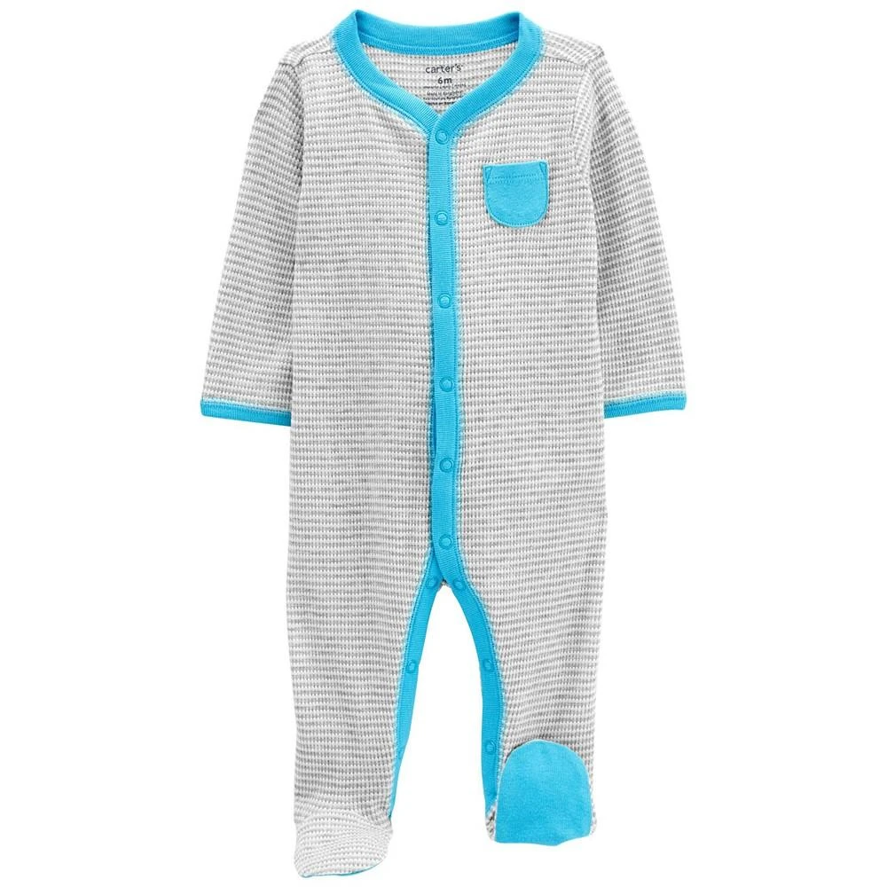 Carter's Baby Boys or Baby Girls Striped Snap Up Thermal Sleep and Play 2