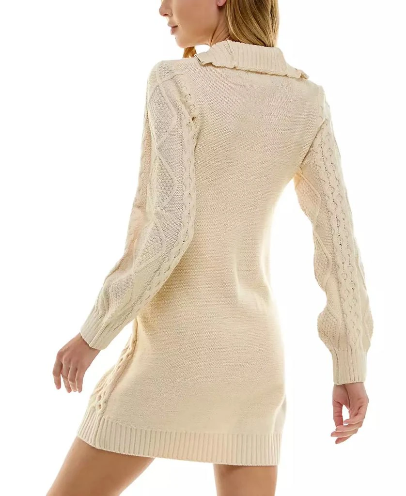 Crystal Doll Juniors' Zip-Neck Cable Knit Sweater Dress 3