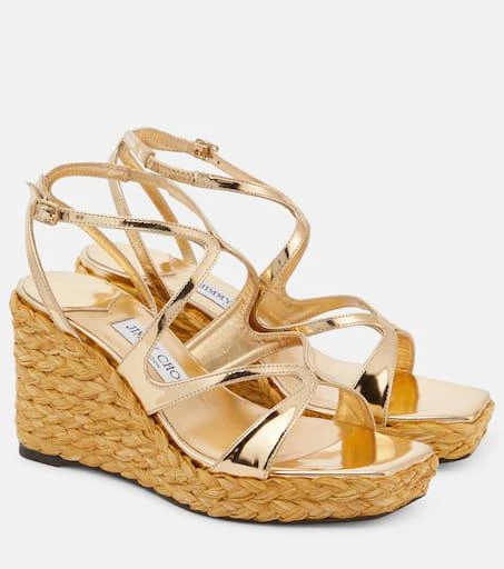 Jimmy Choo Ayla metallic leather espadrille wedges 1