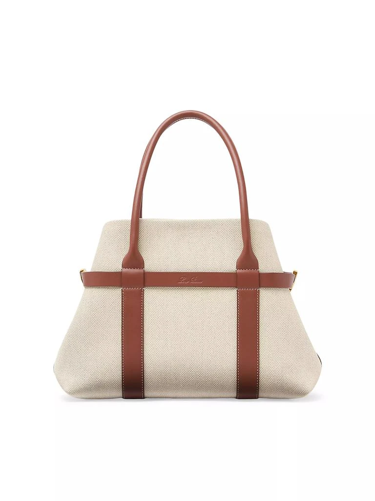 Loro Piana Small Ghiera Canvas &amp; Leather Shopper Tote Bag 5