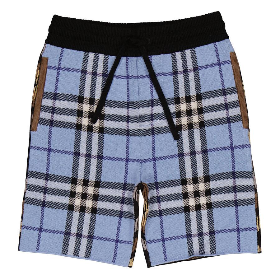 Burberry Boys Blue Milo Contrast Check Shorts