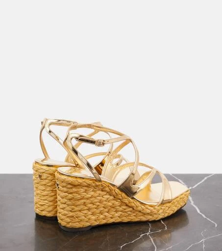Jimmy Choo Ayla metallic leather espadrille wedges 3
