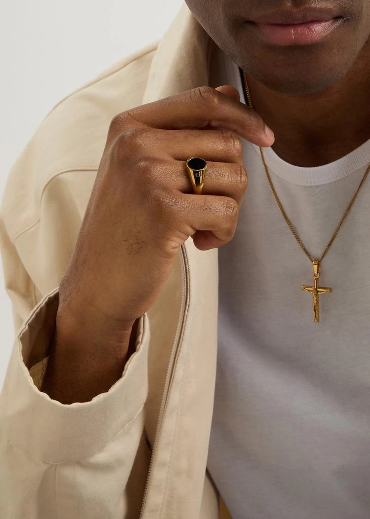 CRAFTD Onyx Oval 18kt gold-plated signet ring 2