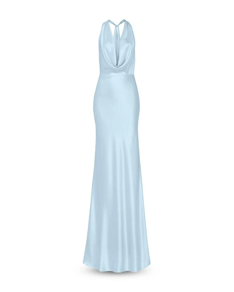 SAU LEE Satin Cowl Neck Gown 3