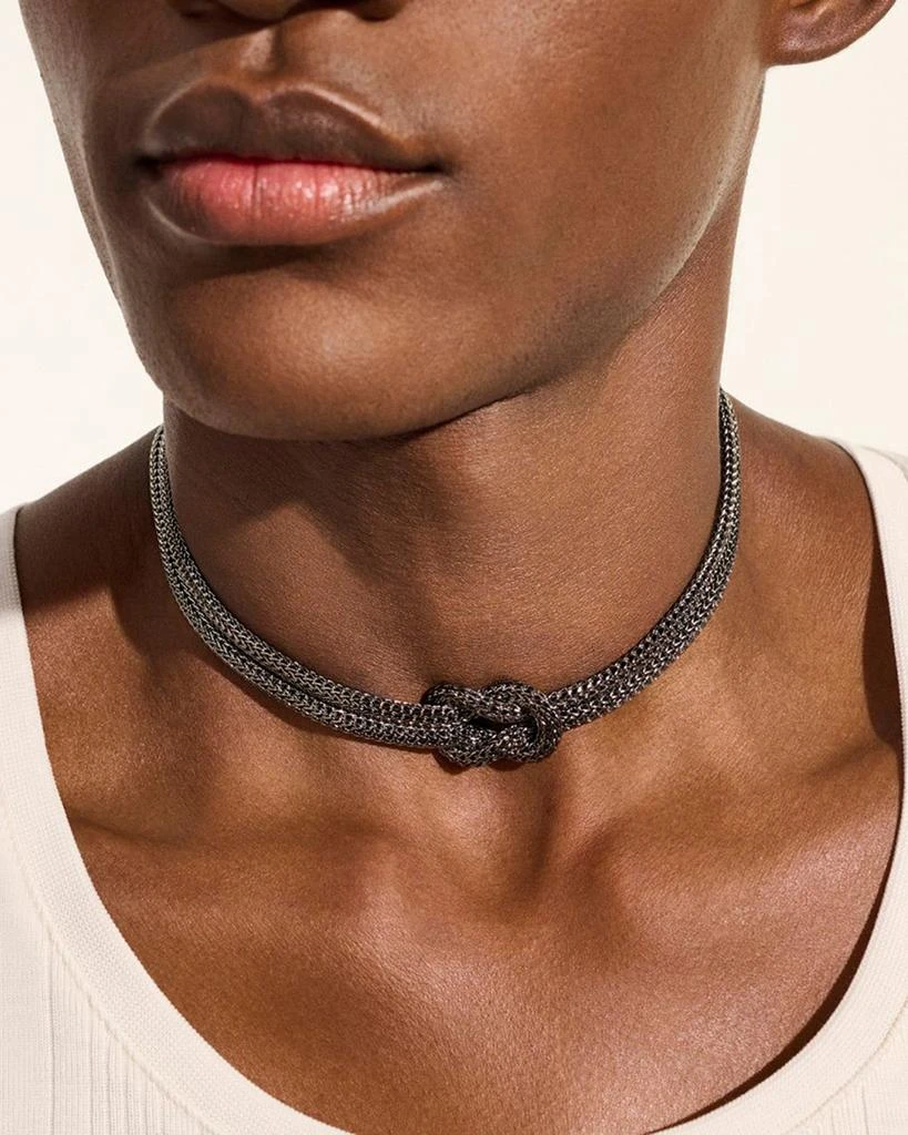 John Hardy Black Rhodium-Plated Sterling Silver Love Knot Double Woven Chain Statement Necklace, 16" 2