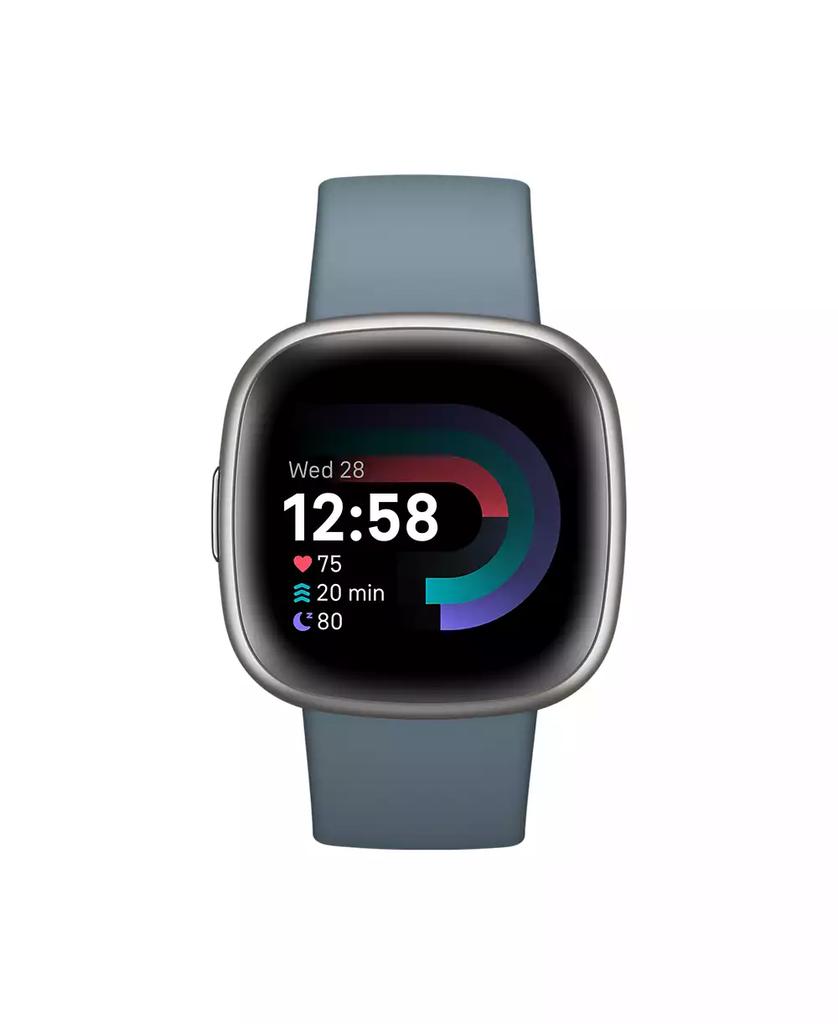 Fitbit Versa 4 Waterfall Blue Platinum Smartwatch, 39mm