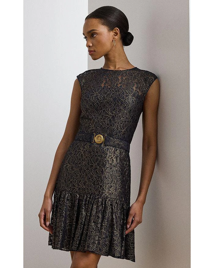 Belted Metallic Lace Cocktail Dress  On Sale Now with Up to 70% Off |  Discover Exclusive Deals & Savings at BeyondStyle  Authentic Ralph Lauren  women|dress with Limited-Time Discounts, Free Shipping,