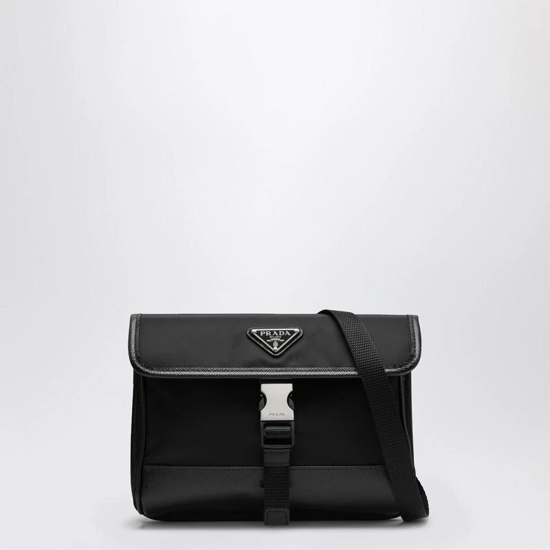 Prada Black Re-Nylon and Saffiano phone holder 1