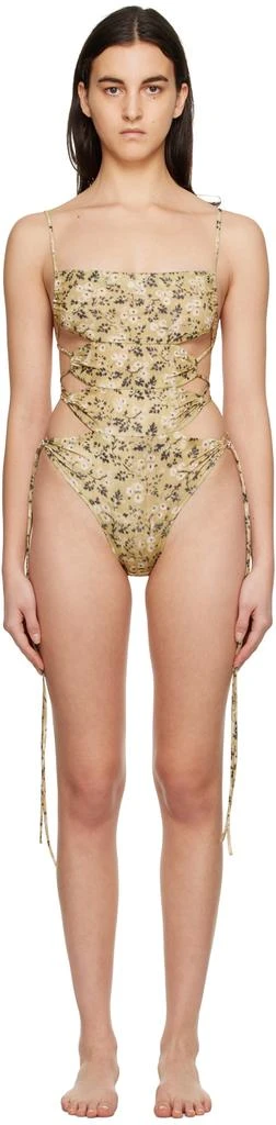 KNWLS SSENSE Exclusive Yellow Ntica One-Piece Swimsuit 1