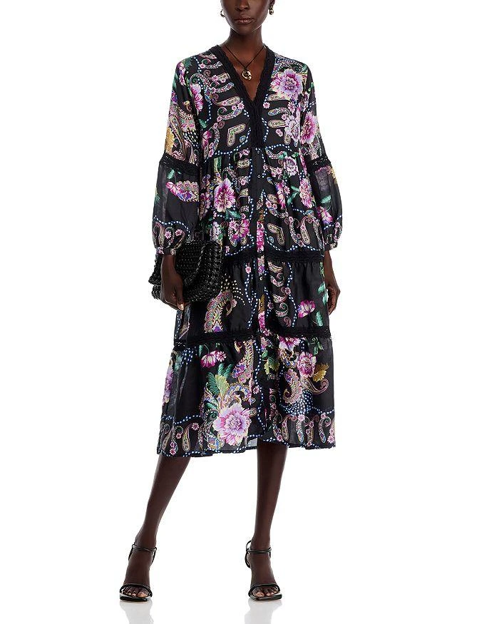 Johnny Was Leda Lace Trim Silk Dress 4