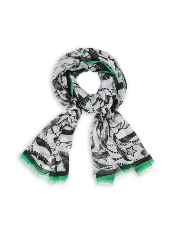Karl Lagerfeld Paris Pearls & Chain Print Scarf 5
