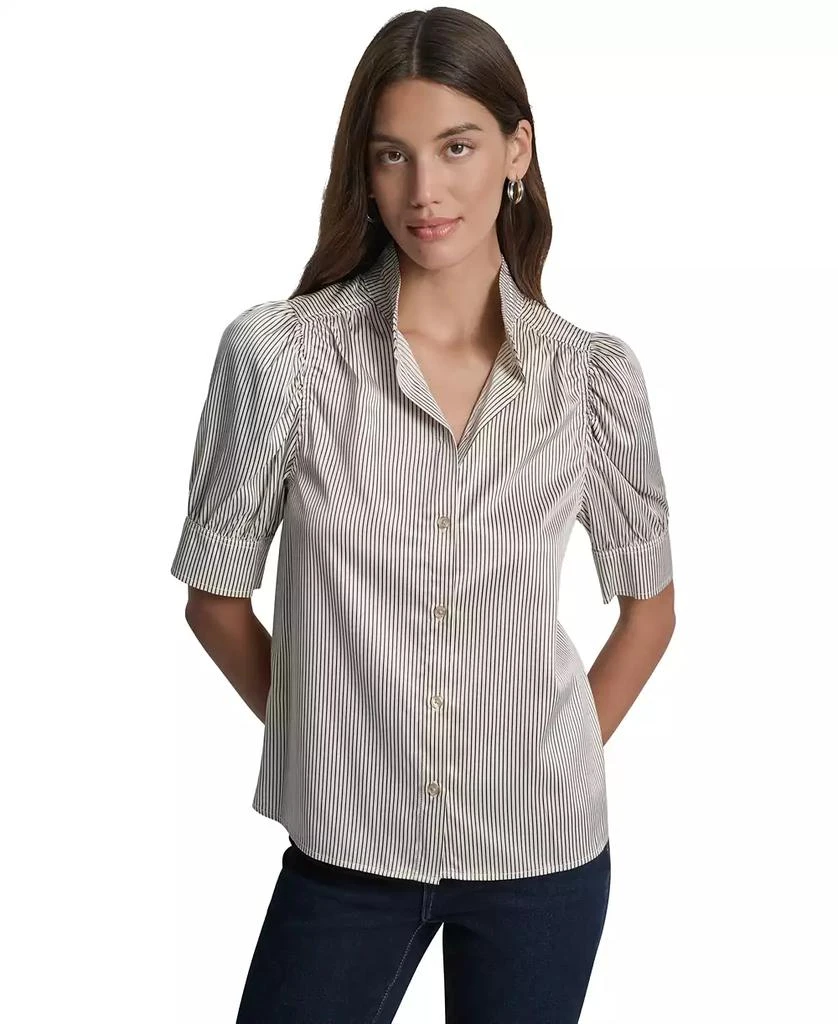 DKNY Women's Stand Collar Puff-Sleeve Shirt 2