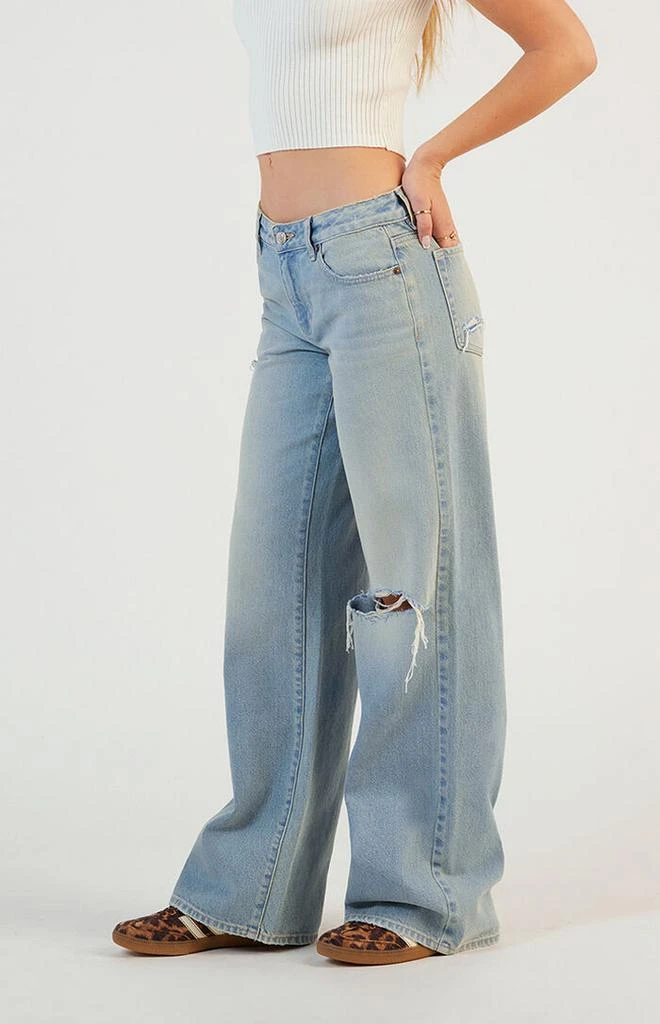 PacSun Casey Low Rise Baggy Jeans Ripped Light Indigo 3