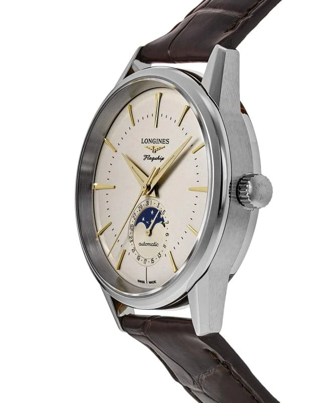 Longines Longines Flagship Heritage Moonphase Automatic Silver Dial Leather Strap Men's Watch L4.815.4.78.2 3