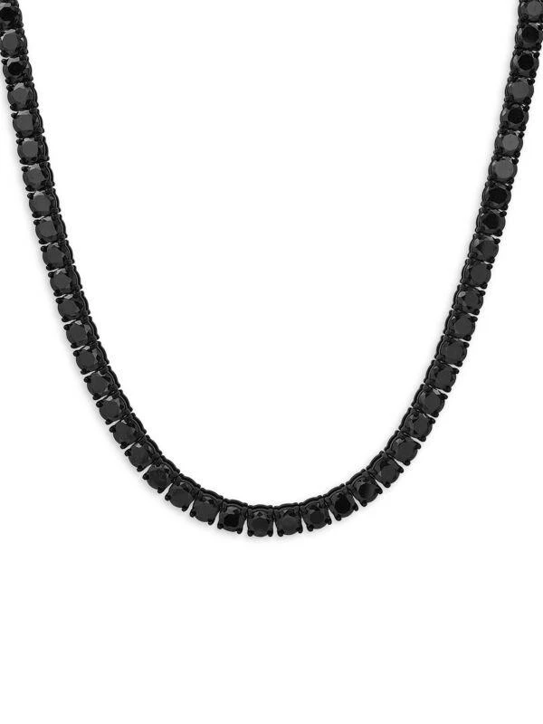 Anthony Jacobs Black IP Stainless Steel & Simulated Diamond Tennis Necklace 2