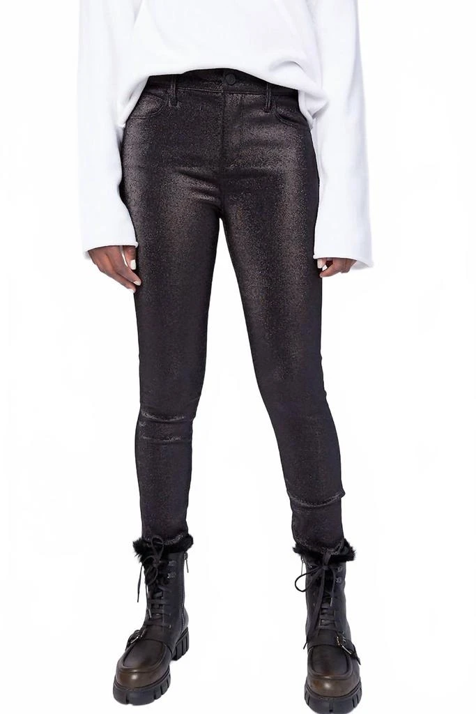 RTA Madrid High Rise Skinny Pants In Black Metallic