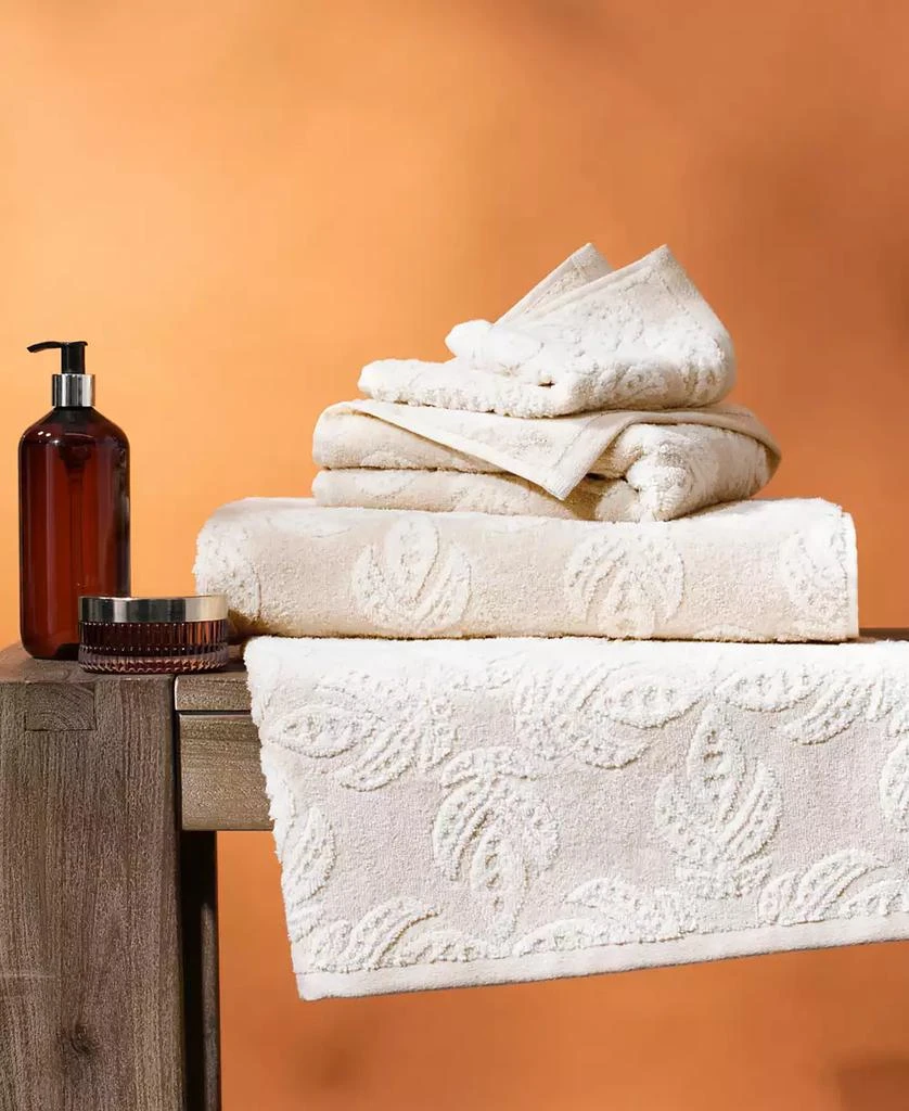 John Robshaw Dasati Cotton Linen Wash Cloth Towel, 12" x 12" 4