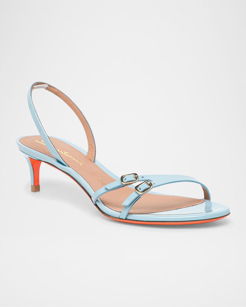 Santoni Virna Buckle Patent Leather Sandals