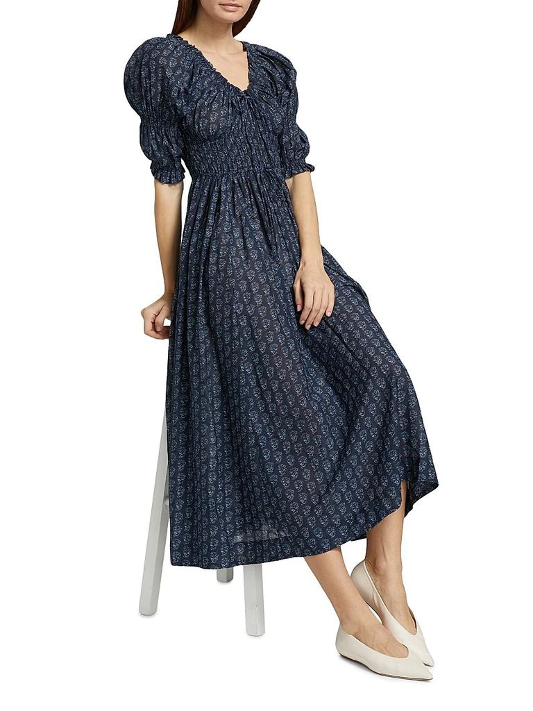 DÔEN Ischia Printed Smocked Midi-Dress 2