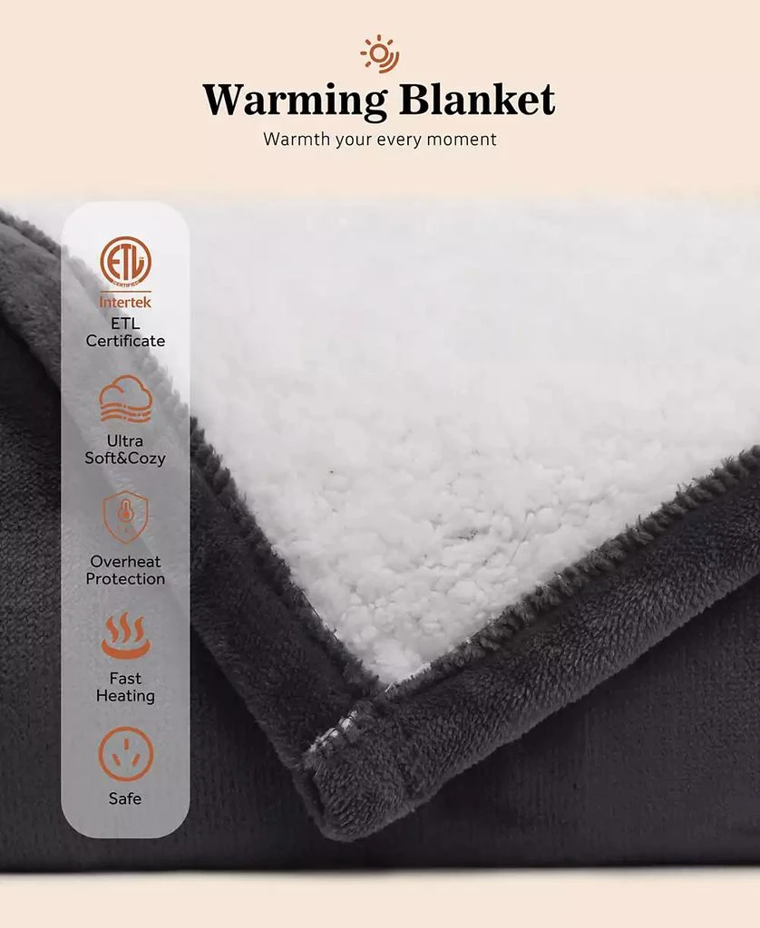 Sealy Heated Flannel and Sherpa Throw, 50" x 60" 4