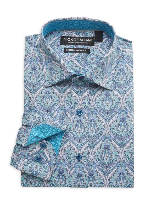 Nick Graham Royal Paisley Modern-Fit Dress Shirt
