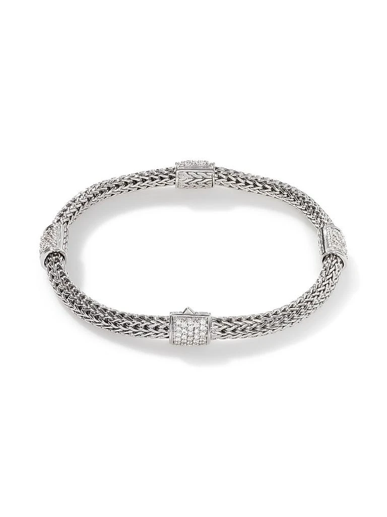 John Hardy Classic Chain Sterling Silver & 0.73 TCW Diamond Four-Station Bracelet 5