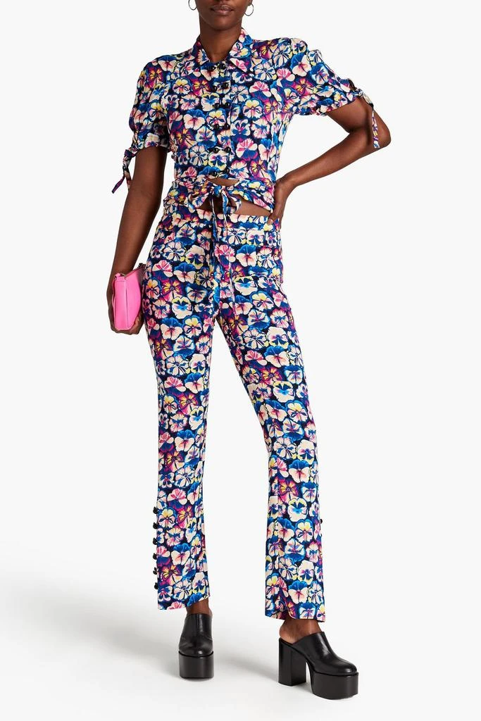 Paco Rabanne Cropped floral-print crepe top 2