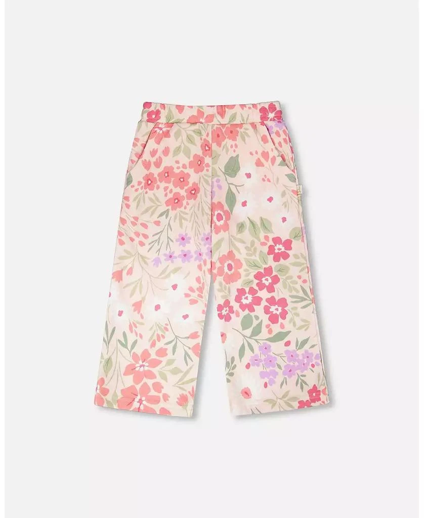 Deux par Deux Baby Girls French Terry Pants Pink Printed Flowers