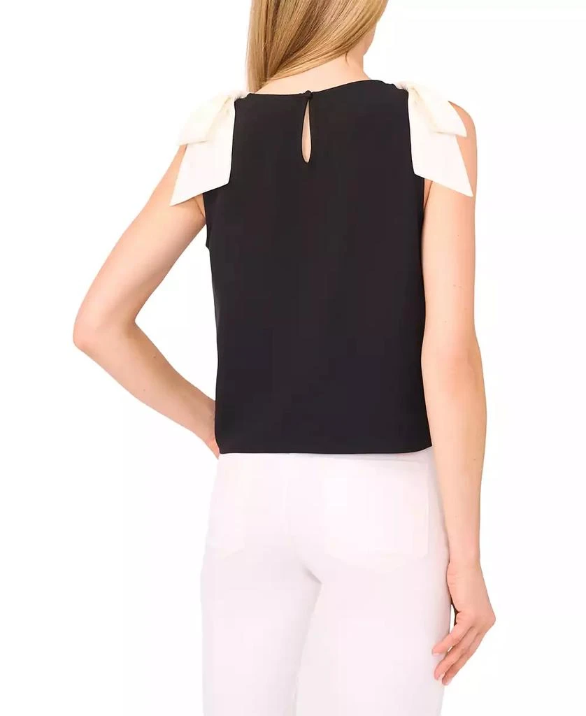 CeCe Women's V-Neck Contrast-Bow Sleeveless Top 2