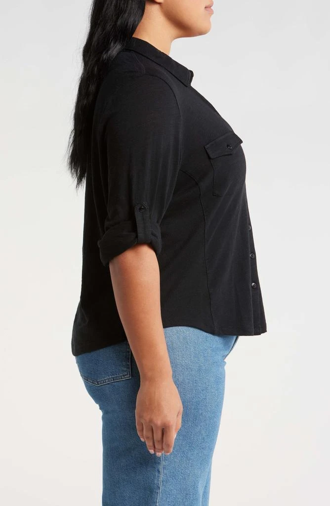 Caslon Roll Sleeve Knit Button-Up Shirt 6