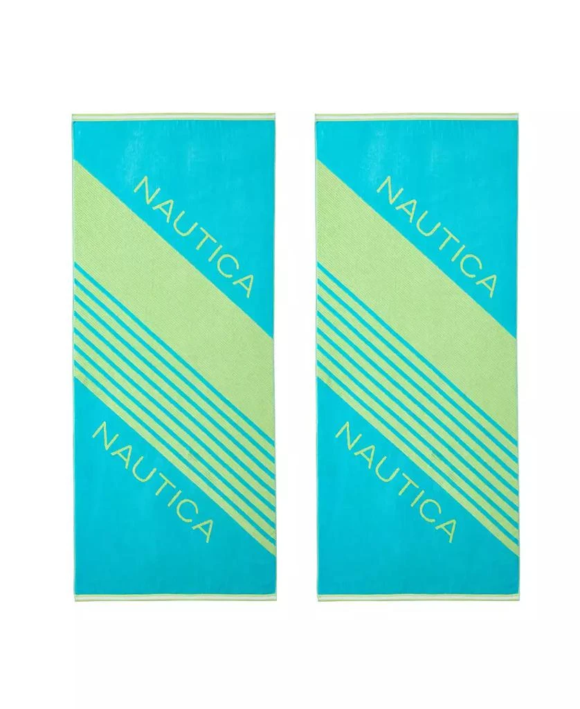 Nautica Tilted Logo Jacquard Beach Towel Set, 68" X 36" 1